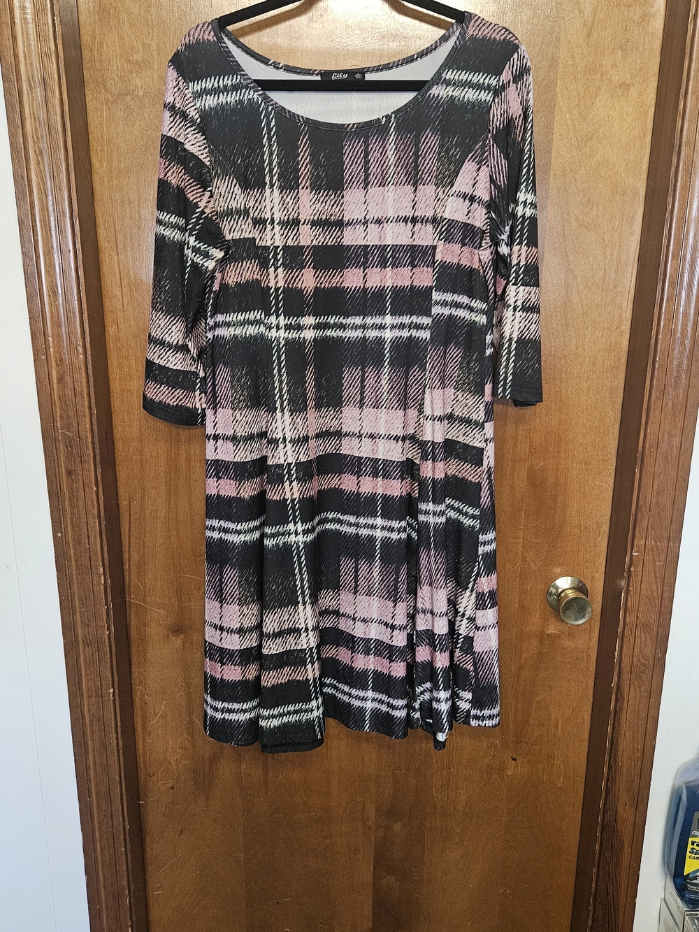 Lily Pink and Black Plaid Fit-and-Flare Dress